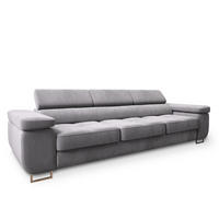 BETTSOFA MOSINE Hellgrau Velours-Stoff mit Schlaffunktion - Hellgrau, Textil (281/87/98cm) - MASSENO