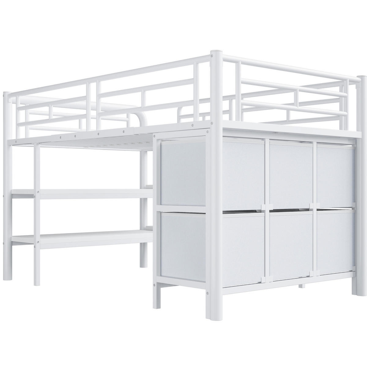 HOCHBETT aus Metall 90x200 cm in Weiß mit Stauraum - Weiß, Metall (90/200cm) - Modfu