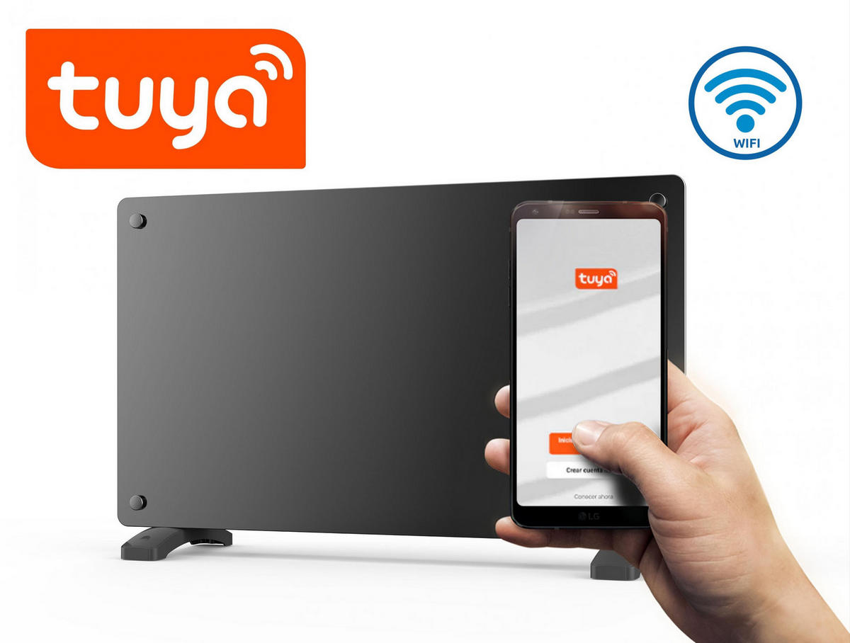 HEIZKÖRPERPANEEL Schwarz mit Glasscheibe und WiFi-App-Steuerung 1500 W - Schwarz, Keramik (70/40/12cm) - Purline
