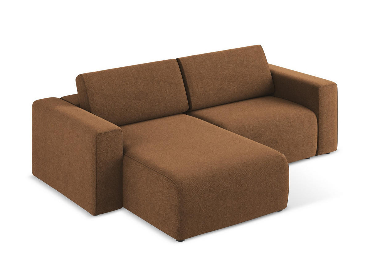 ECKSOFA Links Strukturstoff Stoff Orange - Beige/Terra cotta, Kunststoff/Textil (167/224cm) - Makamii