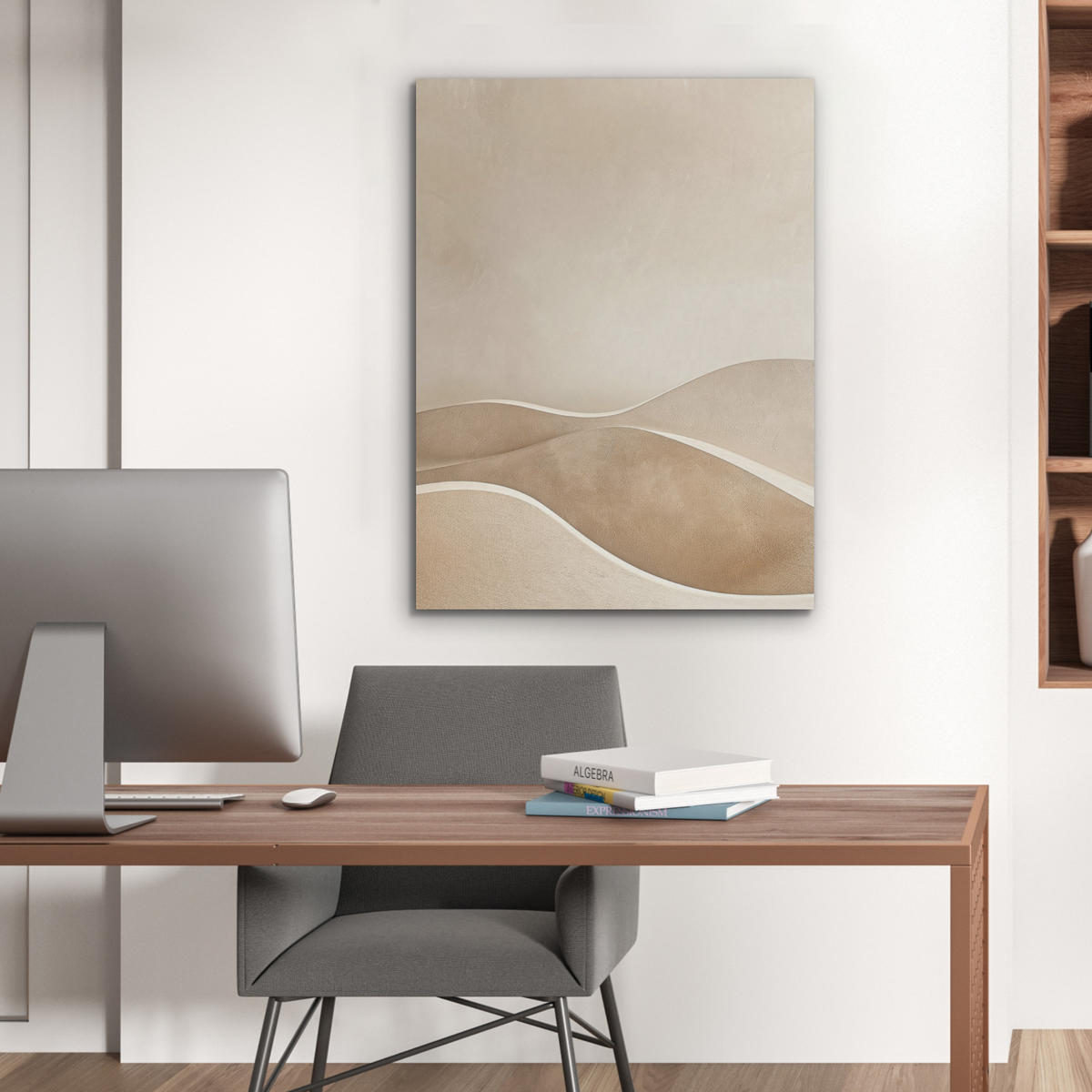 AKUSTIKPANEEL Beige - Natur - Abstrakt - Modern 60x80 cm - Beige, Textil (60/0.9/80cm) - MuchoWow