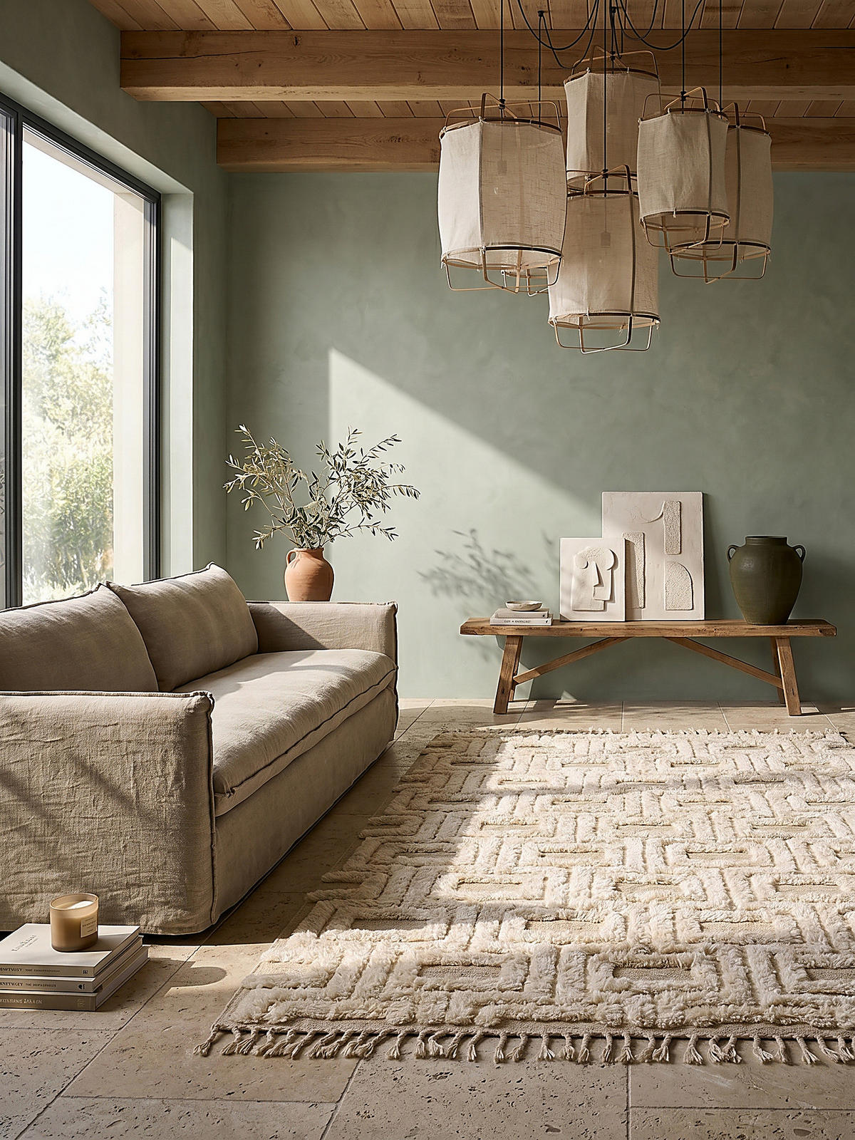 WOLLTEPPICH, Hoch-Tief Struktur Geometrisch, mit Fransen, Wohnzimmer Beige Rechteckig 200x290 - Beige, Textil (200/290cm) - KADIMA DESIGN