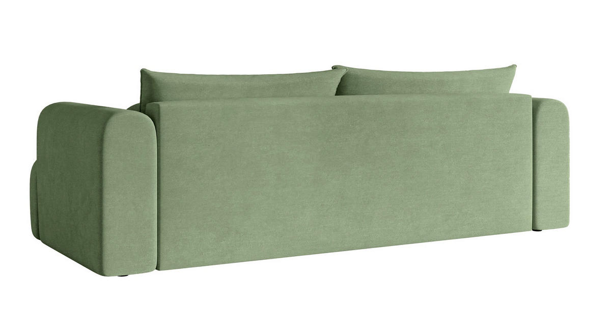 SCHLAFSOFA Dandelino Eukalyptusgrün Velours - Schwarz/Grün, Kunststoff/Textil (250/90/112cm) - Selsey