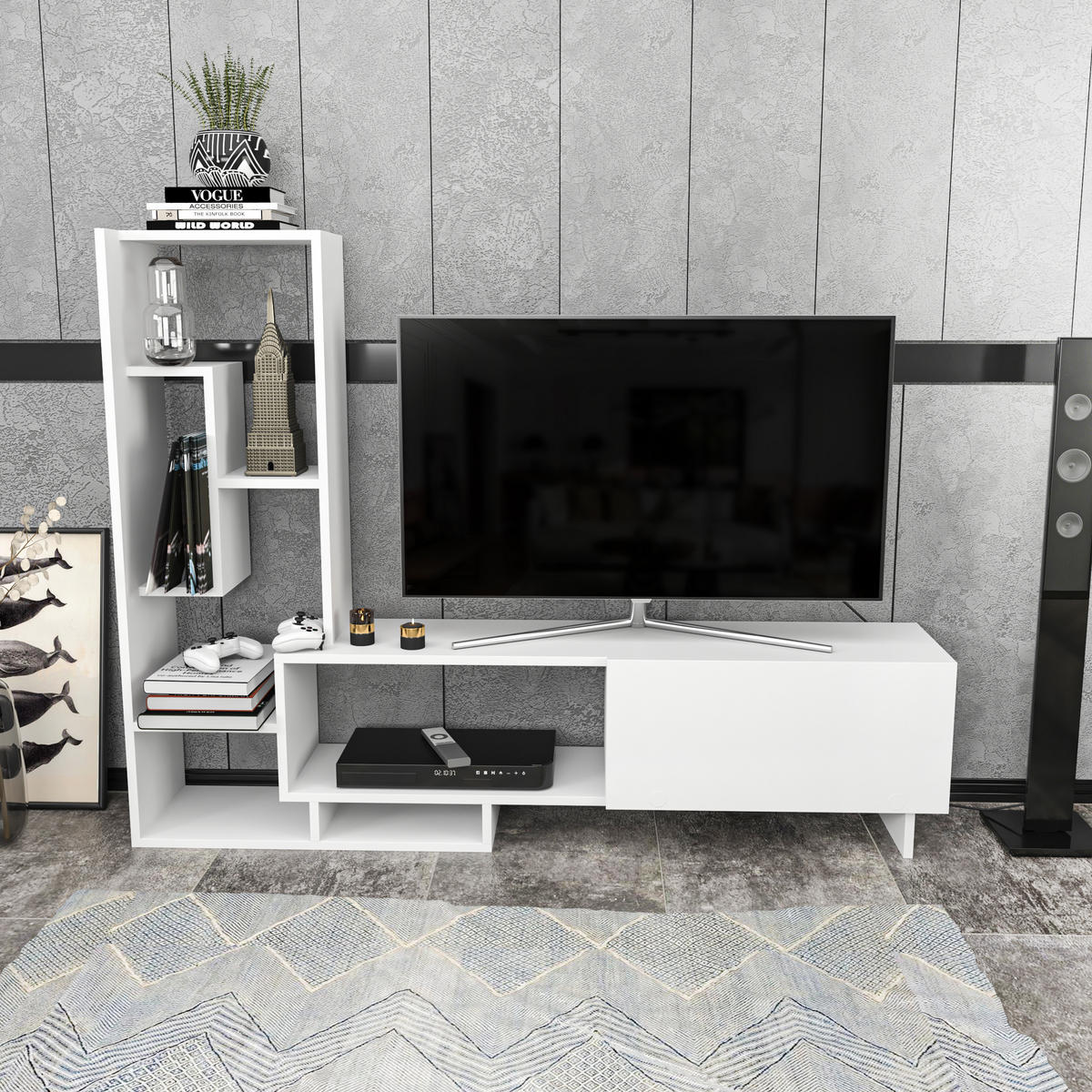 TV-ELEMENT Pegai Weiß - Weiß, Holzwerkstoff (120/40/29.5cm) - Decorotika