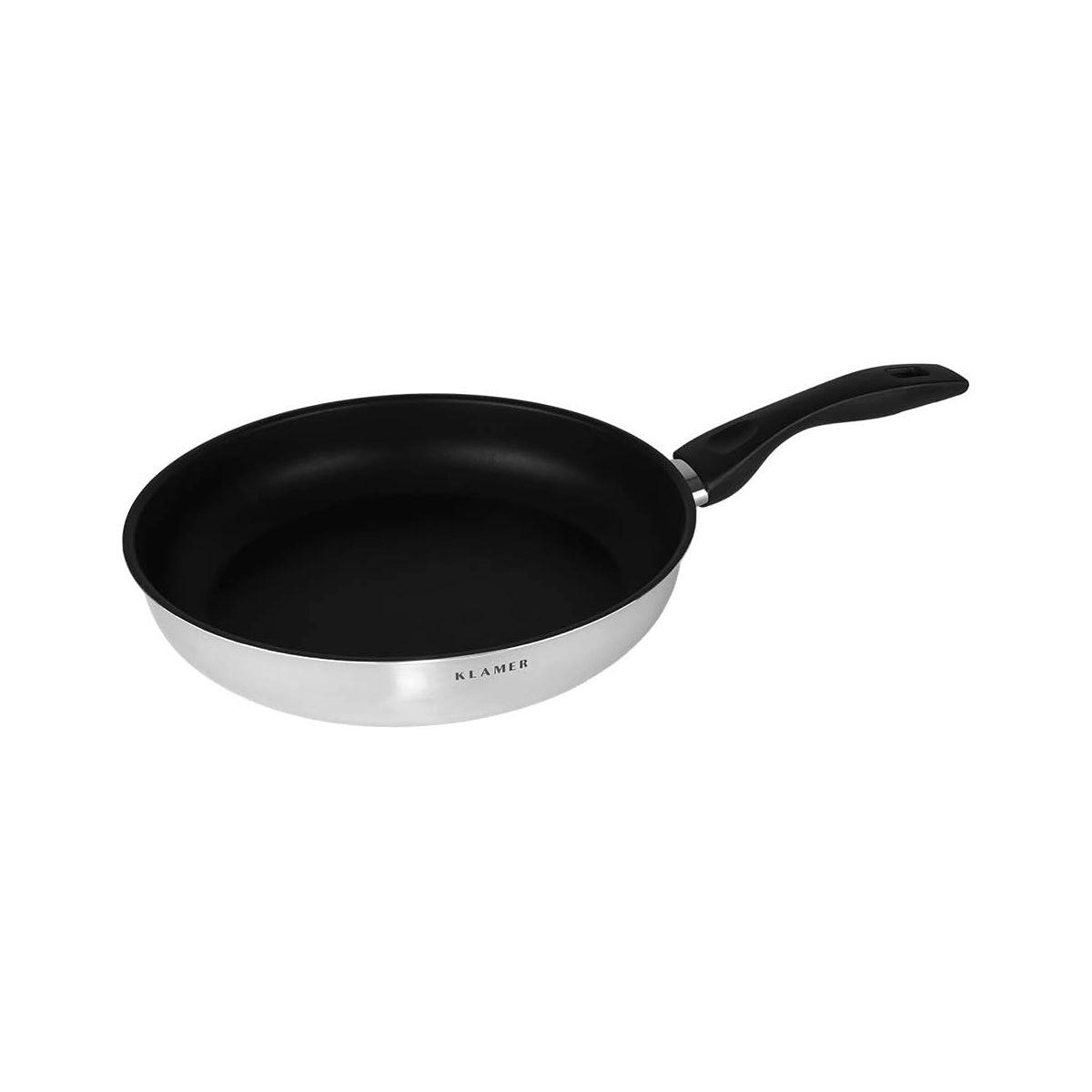 PFANNE Bratpfanne 28 cm Edelstahl Induktion - Edelstahlfarben, Metall (28cm) - KLAMER