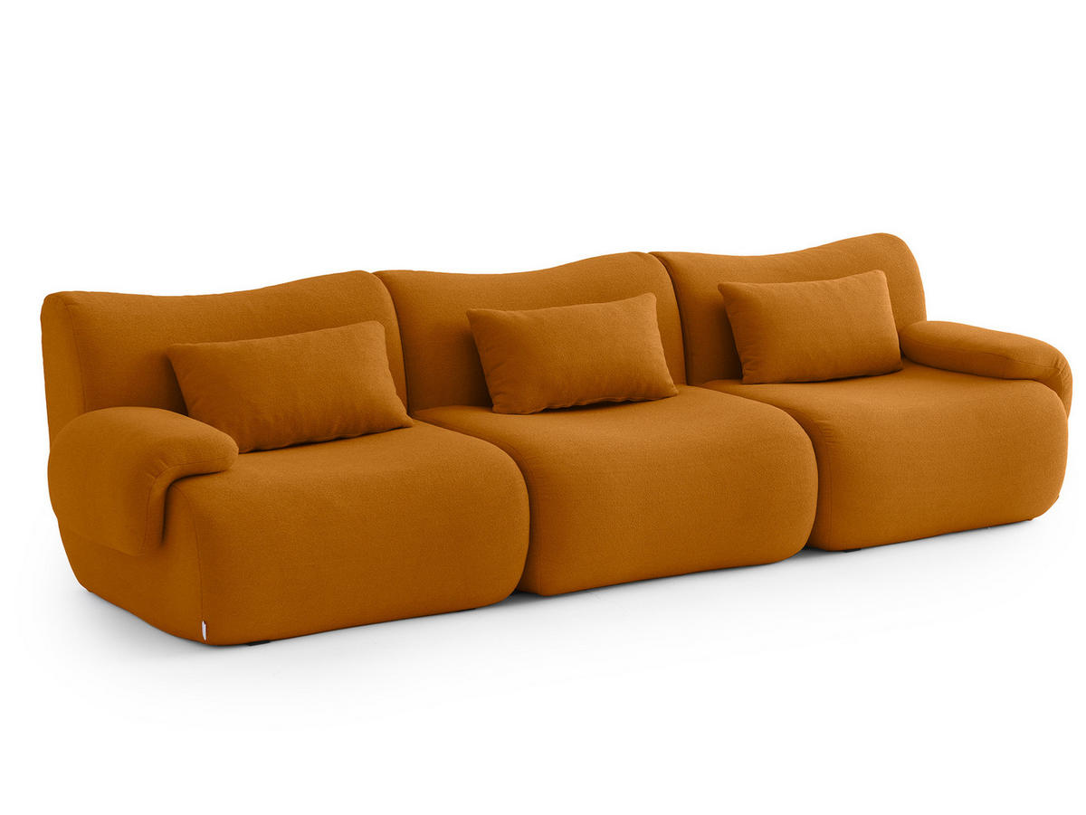 3-SITZER-SOFA Bouclé-Stoff Zimtbraun - Hellbraun, Textil (281/73/95cm) - MILYsofa