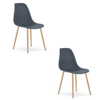 ESSZIMMERSTUHL 2-er Set KALEO Sitzfläche aus dunklem Schiefer, natürliche Beine - Schieferfarben/Naturfarben, Kunststoff (46/84/51cm) - Valora