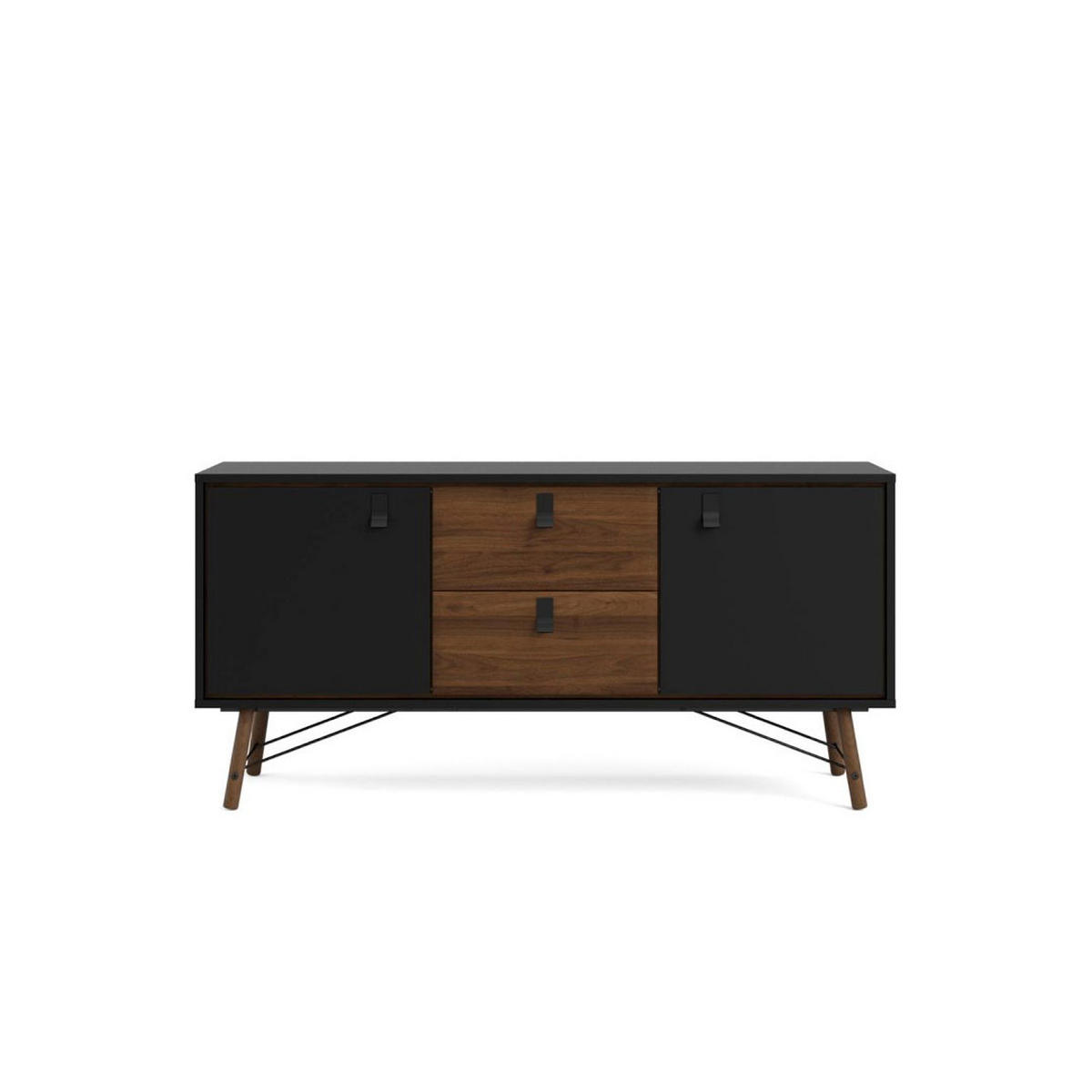 SIDEBOARD mattschwarz, wallnuss Dekor - Schwarz, Holzwerkstoff (150/72/40cm) - ebuy24