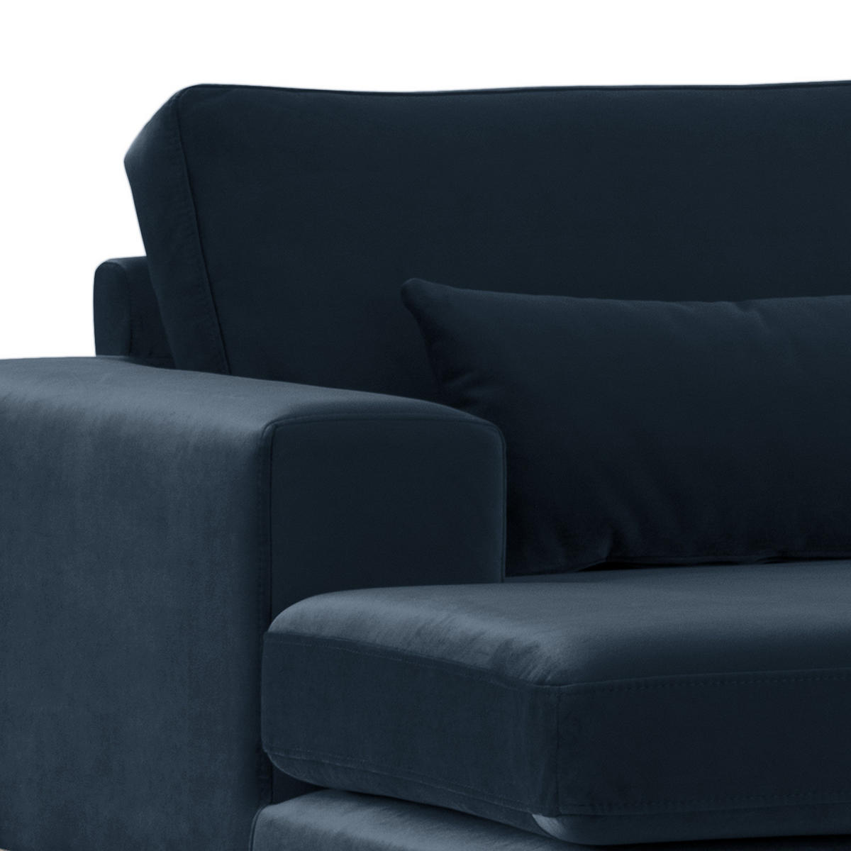 WOHNLANDSCHAFT mit Longchair - Eichefarben/Dunkelblau, Eichenholz/Textil (371/81/219cm) - home24