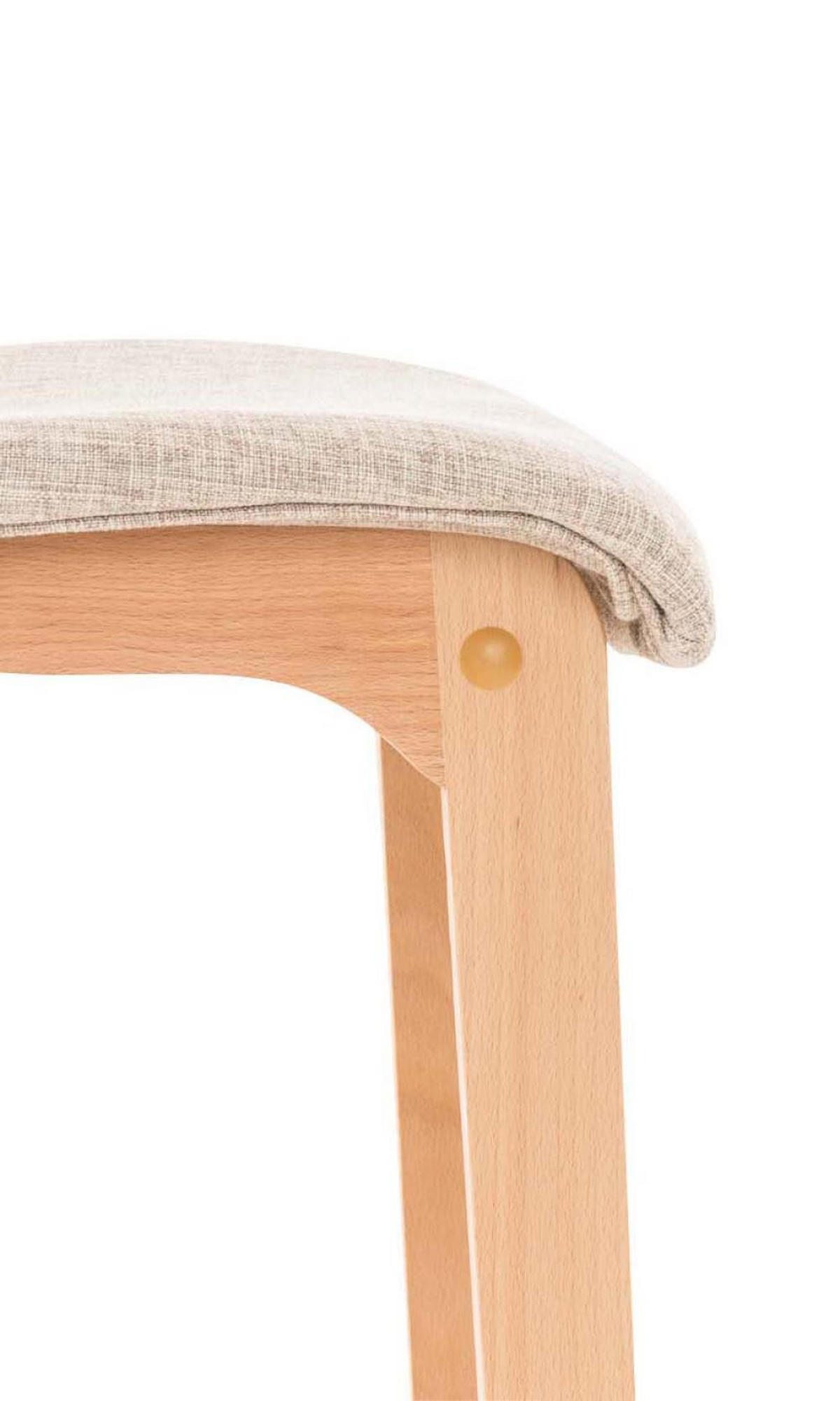 BARHOCKER 2er Set Stoff creme - Eukalyptusholzfarben/Creme, Holz/Textil (41/101/46cm) - CLP