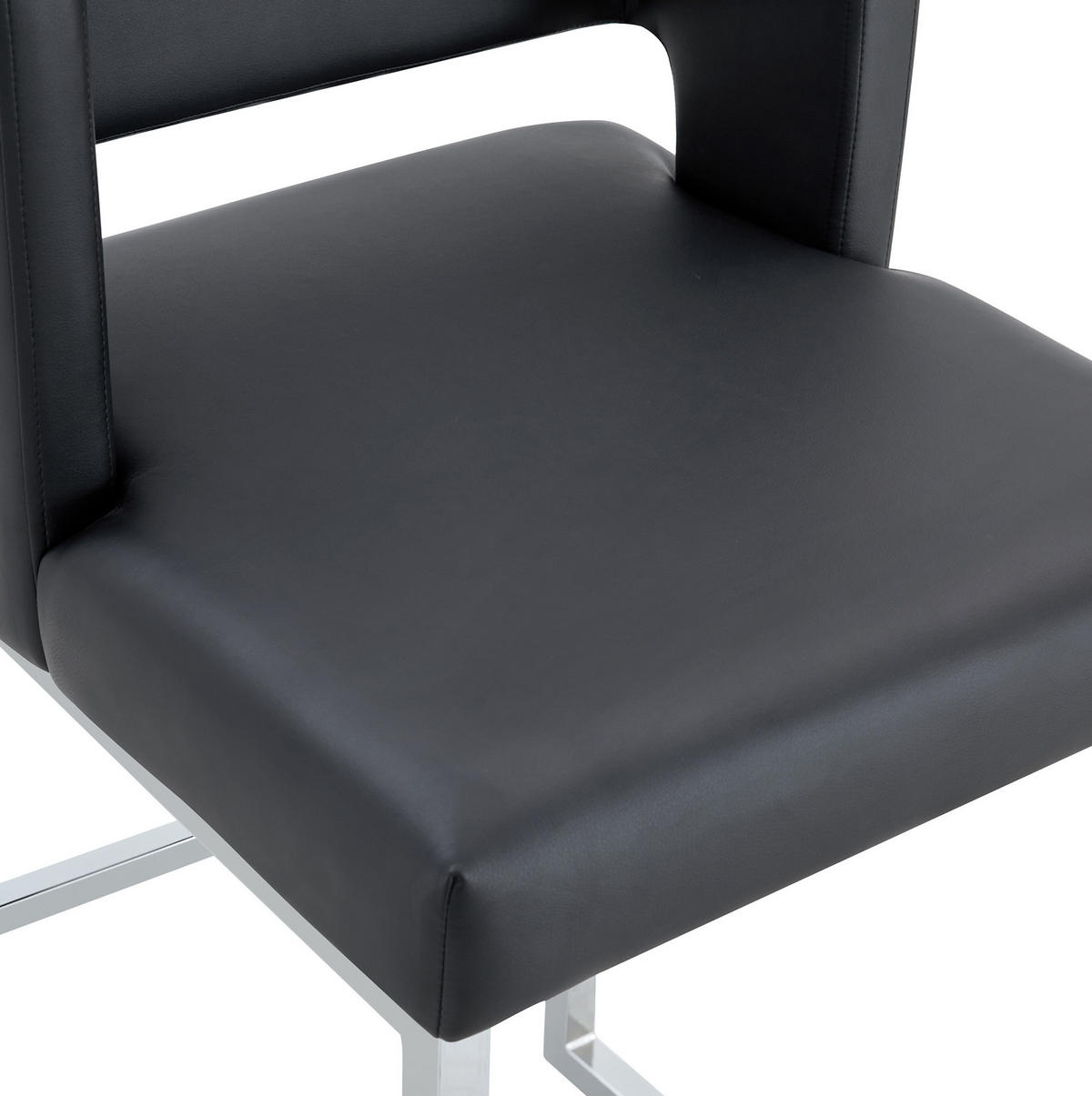 BARSTUHL 2er-Set 91,4 cm PU-Leder Schwarz mit silberfarbenen Metallbeinen - Silberfarben, Metall (53.3/91.4/48cm) - Meubliv