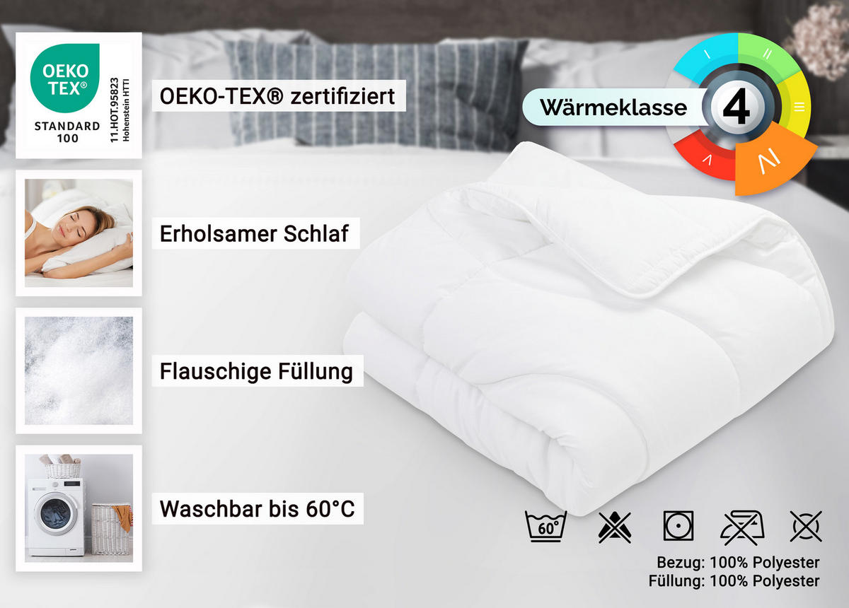 BETTDECKE, 135x200 cm, 100% Polyester, Weiß - Weiß, Textil (135/200cm) - Zollner