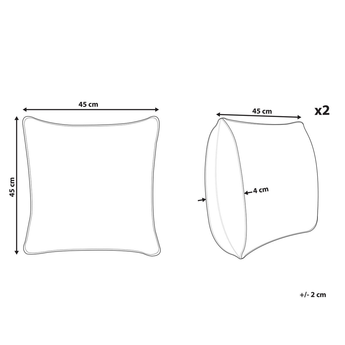 DEKOKISSEN 2er-Set Weiß 45/45 cm Azalia - Gelb/Weiß, Textil (45/45cm) - Beliani