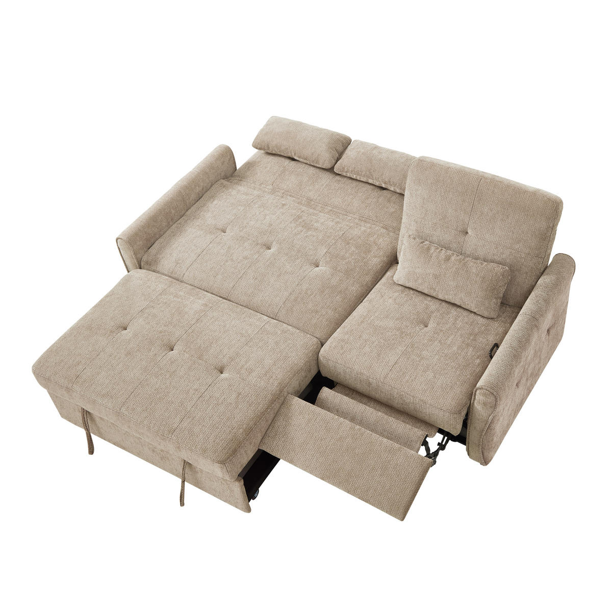 SCHLAFSOFA 3-Sitzer 3-in-1 ausziehbar Chenille, DE-42933, Braun - Braun, Metall (176/83/148cm) - ComfortXL