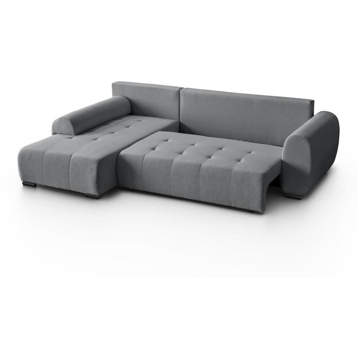 ECKSCHLAFSOFA Diana mt Bettkasten grau links - Schwarz/Grau, Textil (255/175cm) - Beautysofa