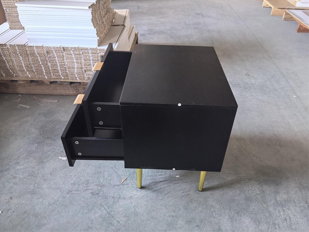 ESSTISCH 53/41,5 cm Schwarz aus MDF und Metall mit 2 Schubladen - Schwarz, Holzwerkstoff (41.5/53/52.5cm) - OKMYHOME