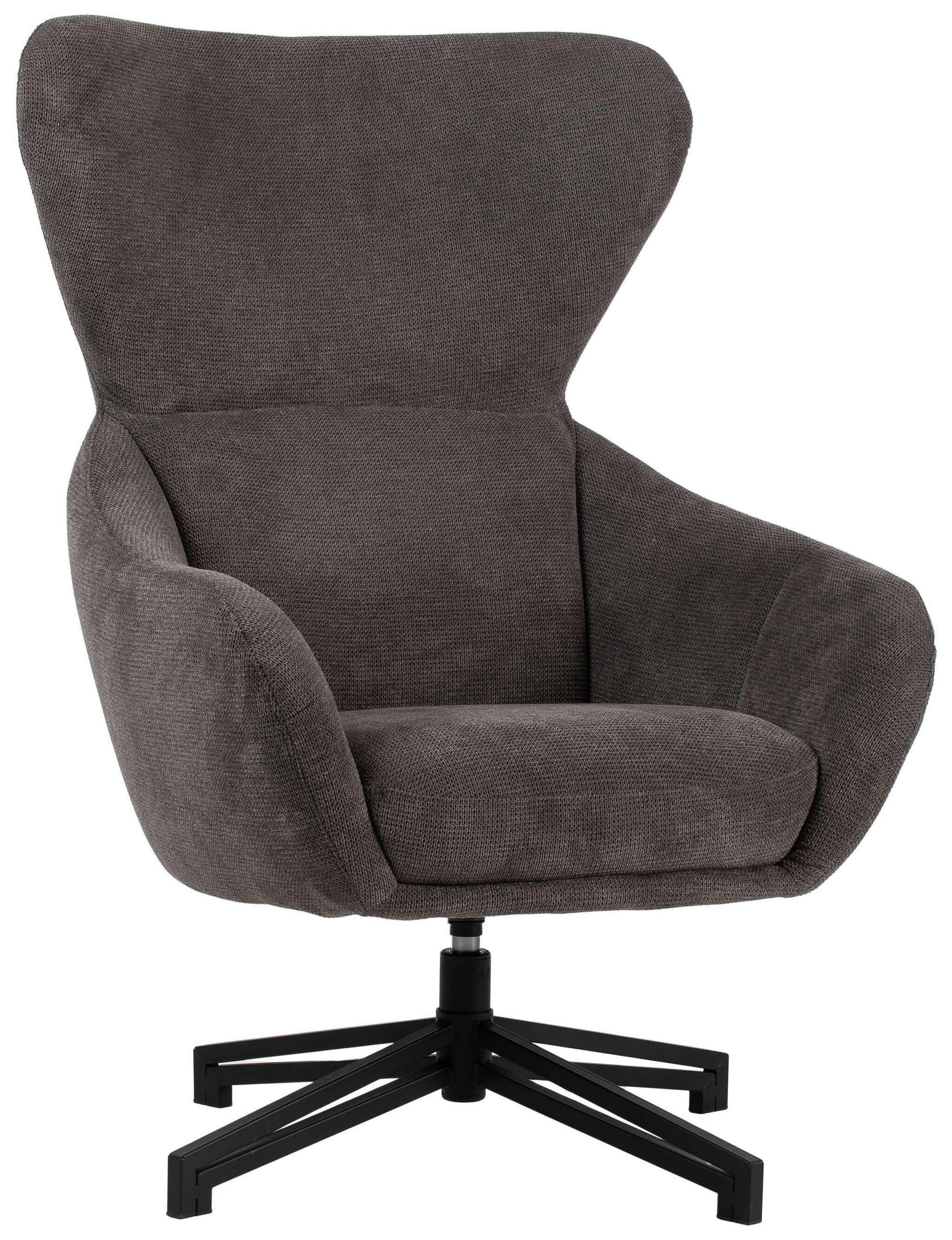 OHRENSESSEL Marconia dunkelgrau drehbar - Dunkelgrau/Schwarz, Textil/Metall (75/109/80cm) - Mr. Deko