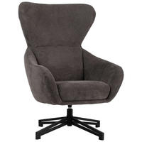OHRENSESSEL Marconia dunkelgrau drehbar - Dunkelgrau/Schwarz, Textil/Metall (75/109/80cm) - Mr. Deko