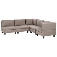 COLȚAR modul cu 5 locuri pe partea stângă maro textil Unstad - maro/negru, material textil (228/228cm) - Beliani