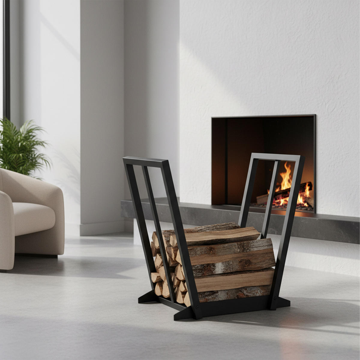 KAMINHOLZREGAL - Schwarz, Metall (62/55.5/35cm) - Relaxdays