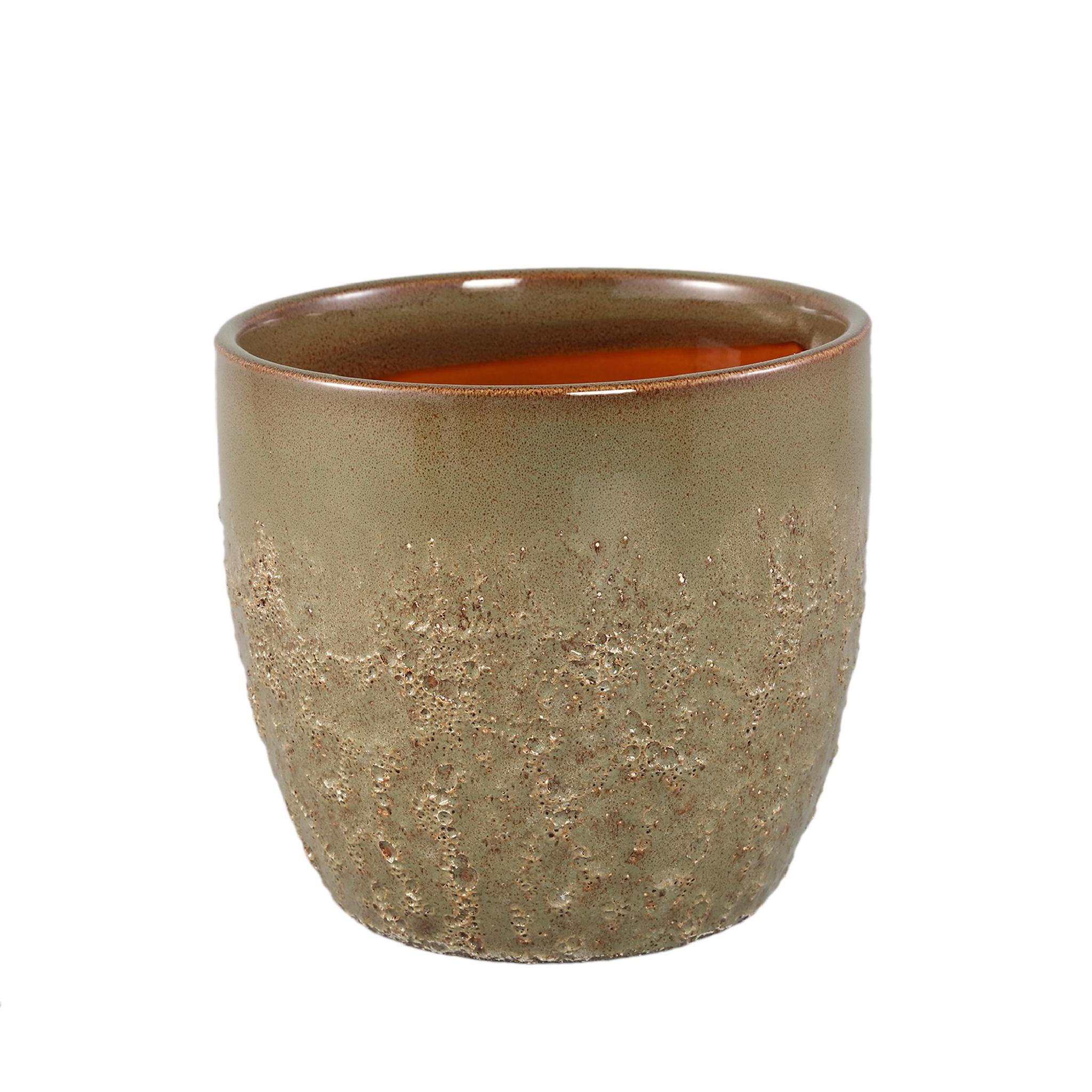 TOPF Harper Grün 17/17/15.5cm - Grün, Keramik (15.5cm) - PTMD Collection