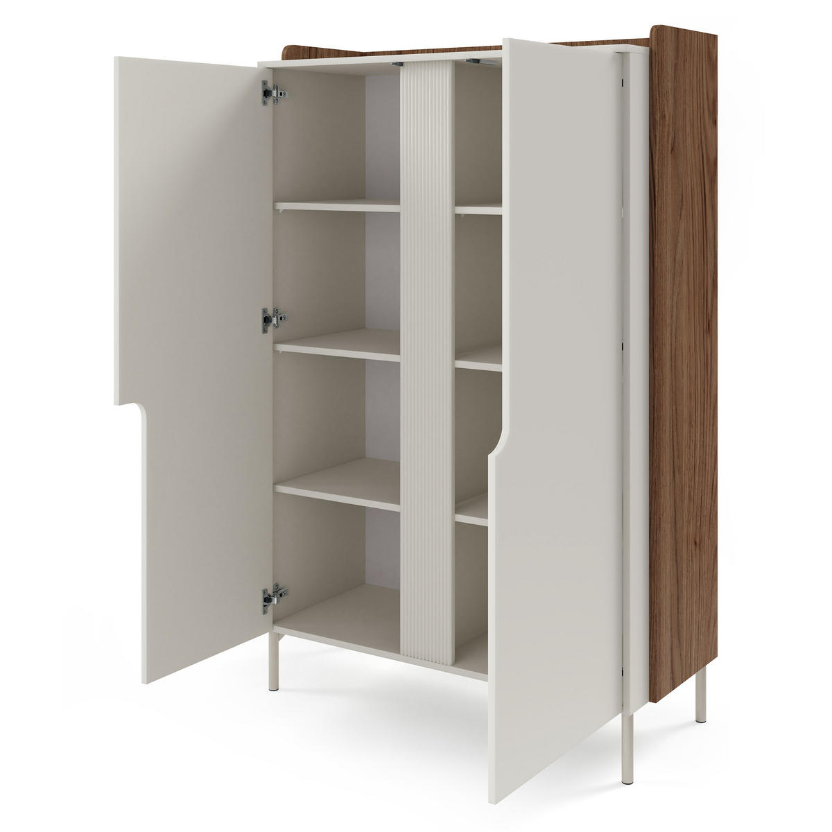 KOMMODE Positivo mit 2 Türen und 6 Einlegeböden, 103 cm, Alba-Nuss + Kaschmir - Nussbaumfarben, Holzwerkstoff (103/160/42cm) - Beautysofa