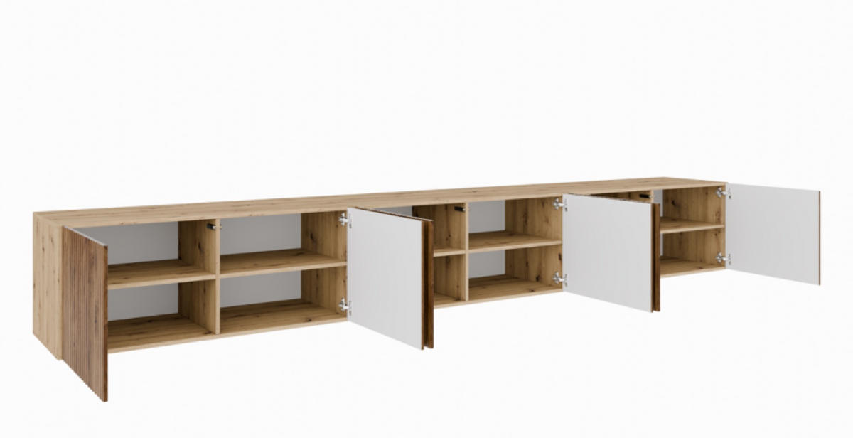 TV-LOWBOARD Artisan+Catania Eiche Geriffelt Geschlossen 300 cm - Braun, Holzwerkstoff (300/41/40cm) - Sepro Meble