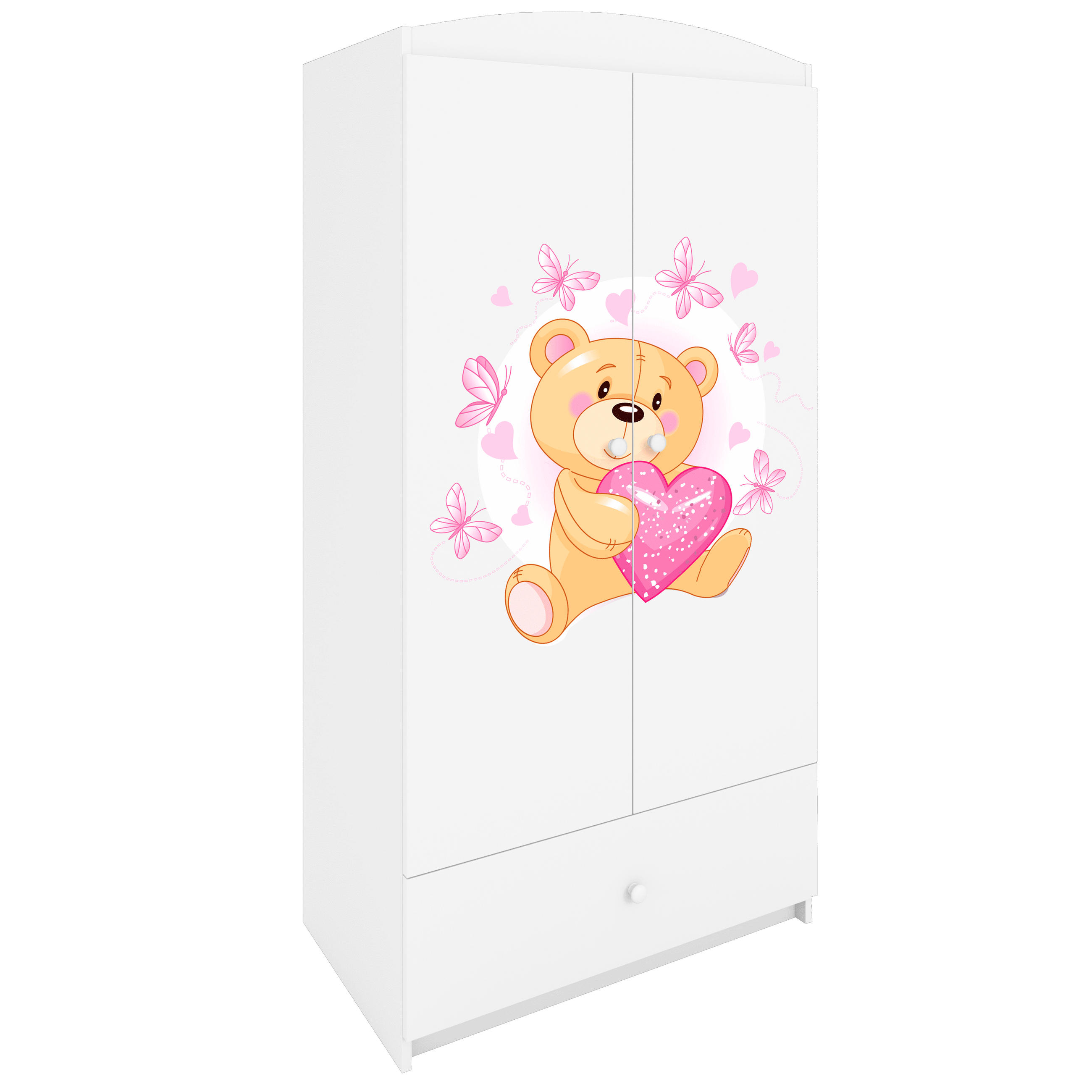 KINDERKLEIDERSCHRANK Teddybär I - Weiß, Holzwerkstoff (90/175/52cm) - RAUMHIRSCH FURNITURE