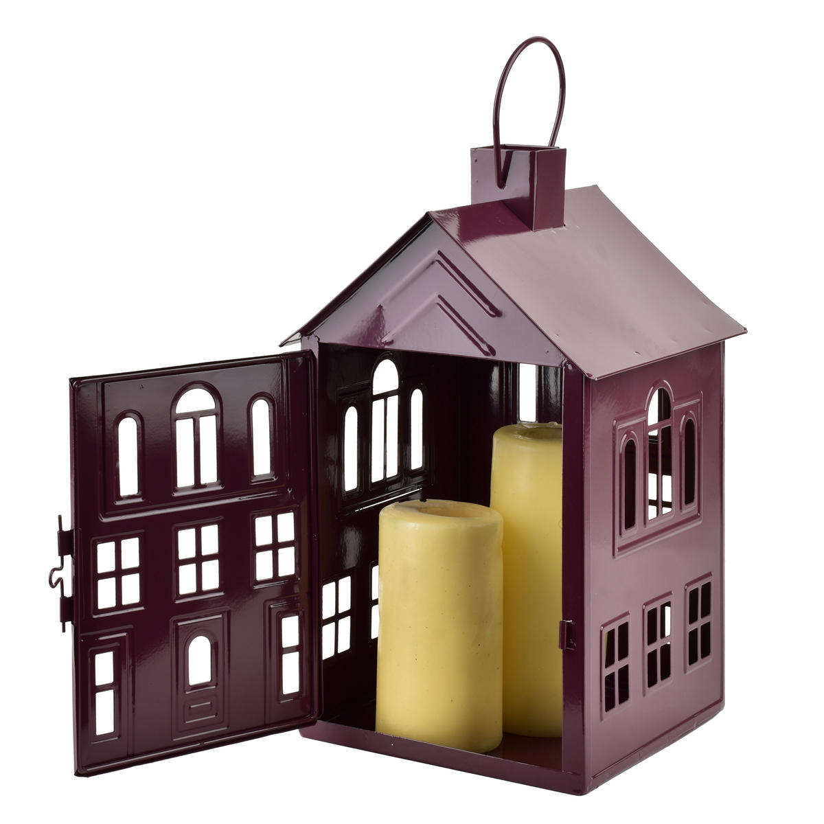 LATERNENHAUS Roger Violett 20,3x20xh33,8 cm Metall - Violett, Metall (20/33.8/20.3cm) - Mondex