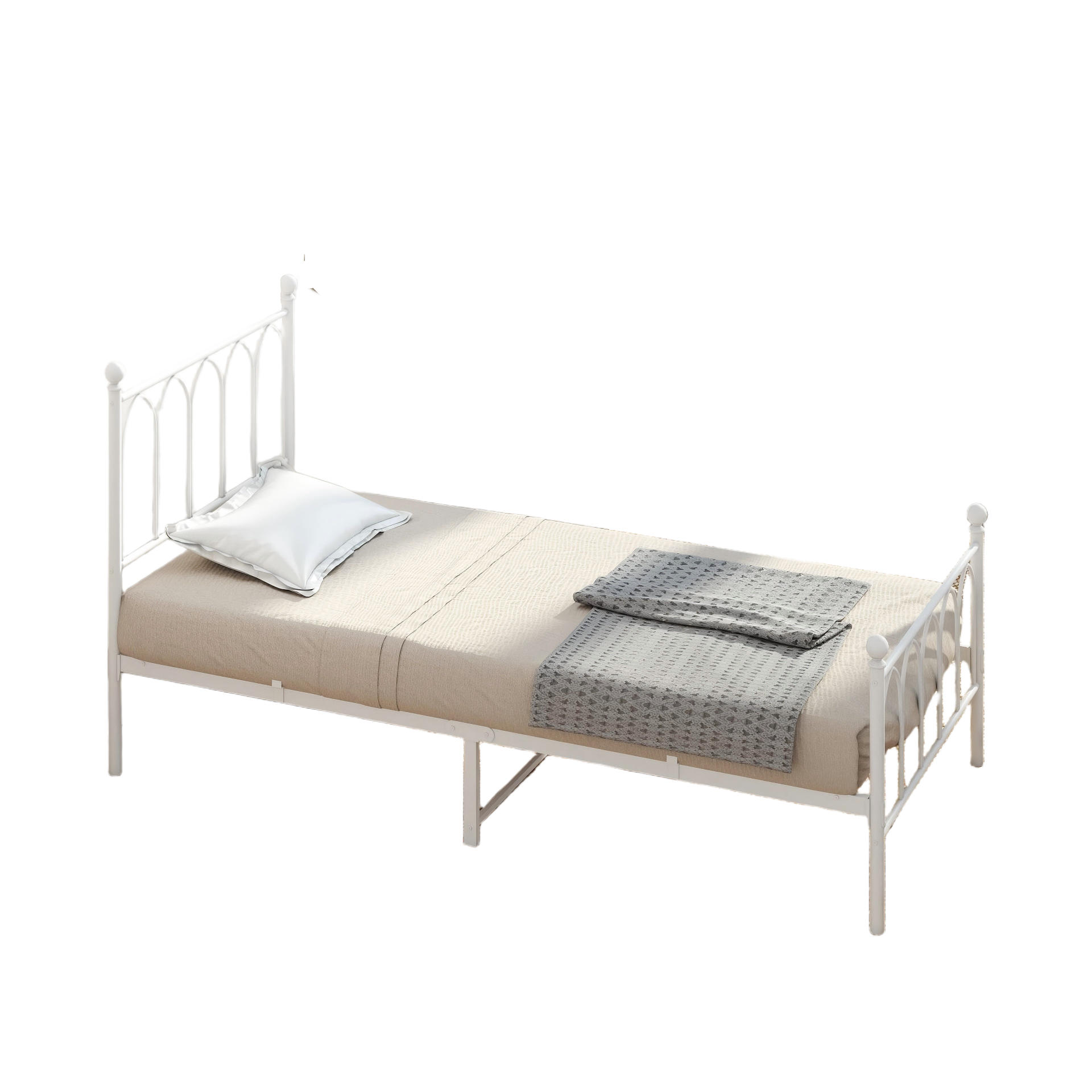 Modfu JEDNOLŮŽKO 90/200 cm bílá postelovým rámem z kovu