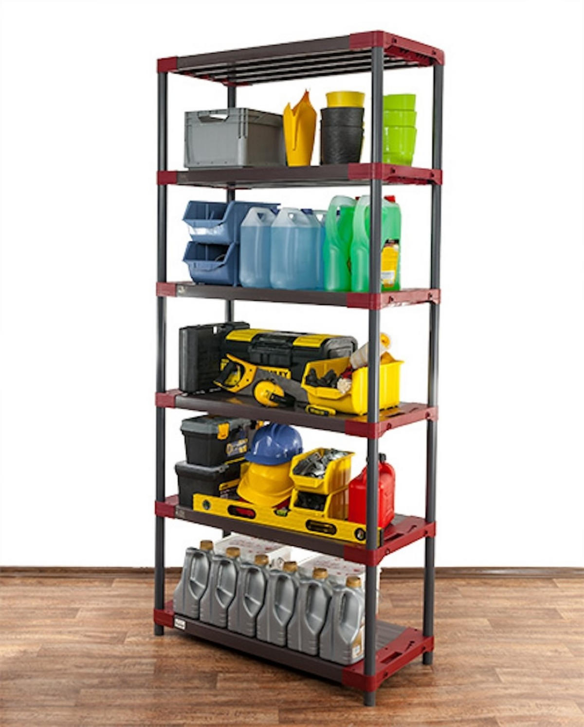 KUNSTSTOFFREGAL BIG GREY BEAR Extra-Tall 220x110x46cm Fachlast 160kg Grau-Rot - Rot, Kunststoff (110/222/46cm) - PROREGAL