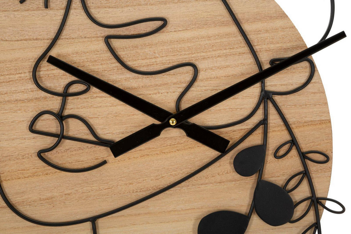 WANDUHR Elegant - A, schwarz und braun, Eisen und MDF, 60 x 2 x 60 cm - Schwarz/Braun, Holzwerkstoff/Metall (60/60/2cm) - Mauro Ferretti