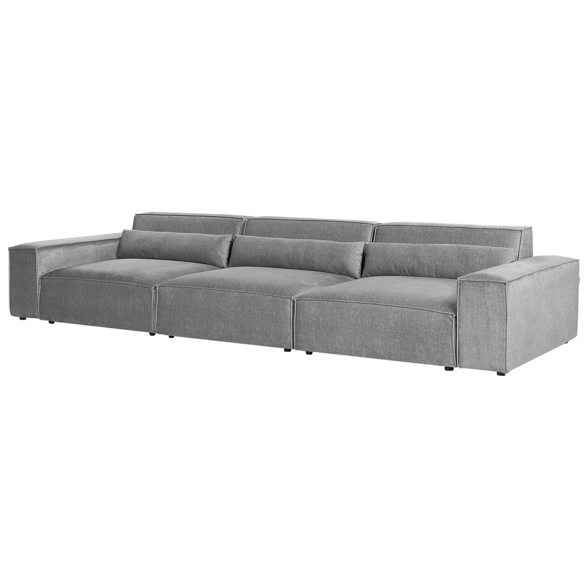 3-SITZER-MODULSOFA Grau Stoff Hellnar - Grau, Textil (364/70/126cm) - Beliani
