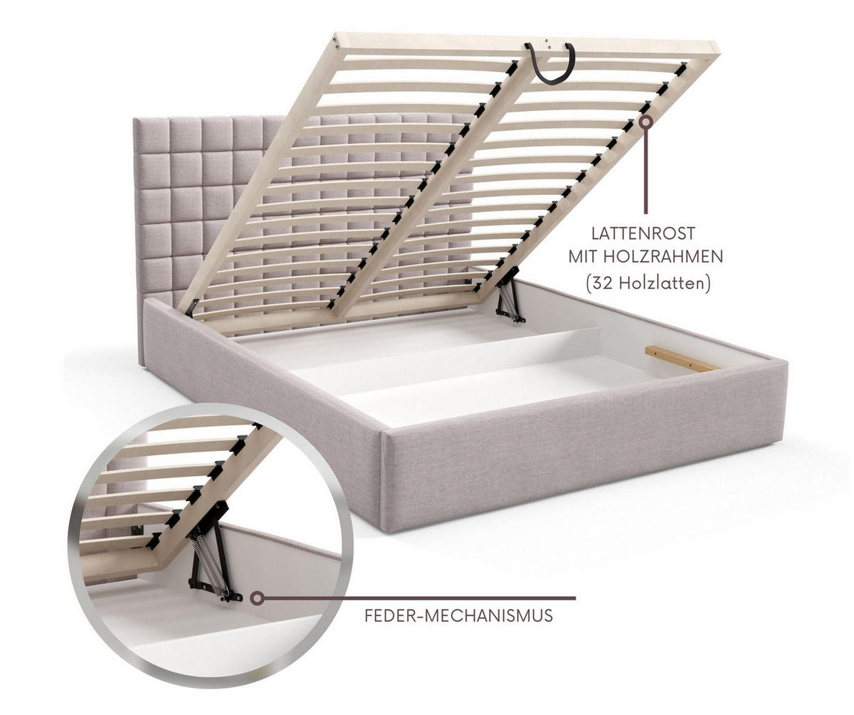 POLSTERBETT BEZA III - Weinrot - Weinrot, Holz/Textil (180/200cm) - AN-Moebel 4u