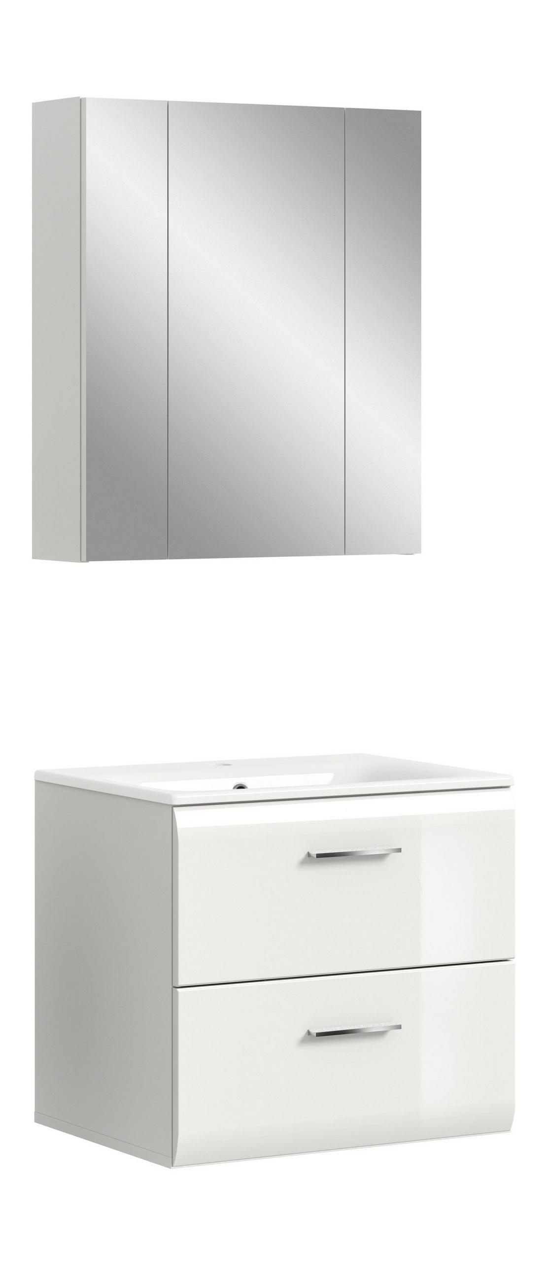 BADKOMBINATION Ice 60x185x46 cm weiß Hochglanz MDF 2tlg. - Weiß, Holz (60/185/46cm)