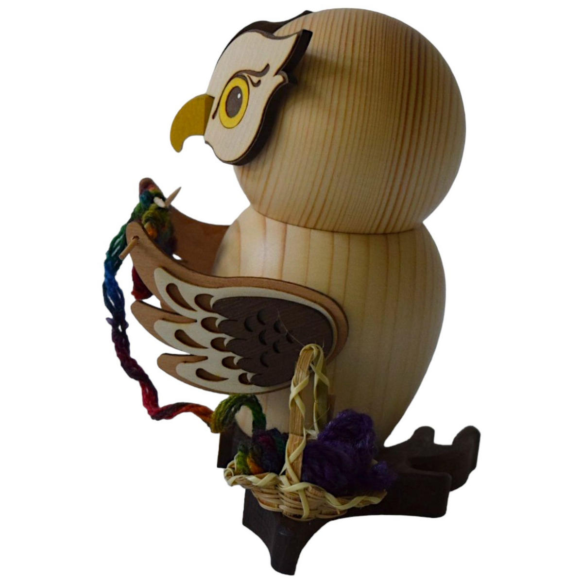 RAUCHFIGUR Eule mit Strickzeug 15 cm - Multicolor, Holz (10/15/10cm)