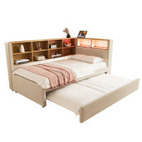 POLSTERBETT 90/200 cm Beige aus Flanell mit Ausziehbett - Beige, Textil (90/200cm) - OKMYHOME