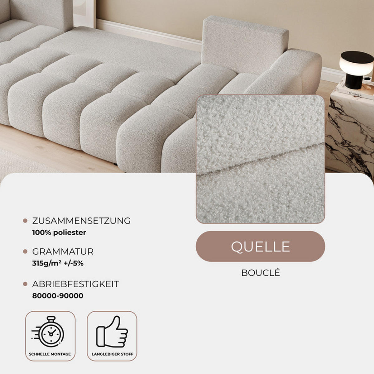 WOHNLANDSCHAFT BUENO mit Schlaffunktion und Bettkasten Hellgrau - Hellgrau, Holzwerkstoff/Kunststoff (318/148cm) - Idohome