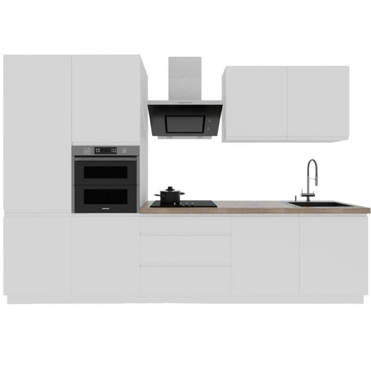 KÜCHENLEERBLOCK 320 cm Aspen K57-M320 in Weiß/Hochglanz - Weiß, Holz (320/212/60cm)