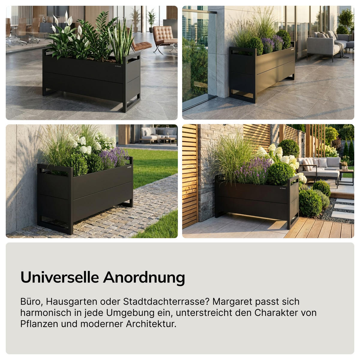 BLUMENKASTEN aus Metall MARGARET 100x43x38 cm - Anthrazit, Metall (100/43/38cm) - Jan Nowak