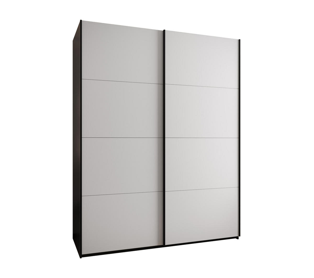 SCHWEBETÜRENSCHRANK 245,5/190/64 2-türig - Schwarz/Weiß, Holz/Metall (190/245/64cm) - Abiks Möbel