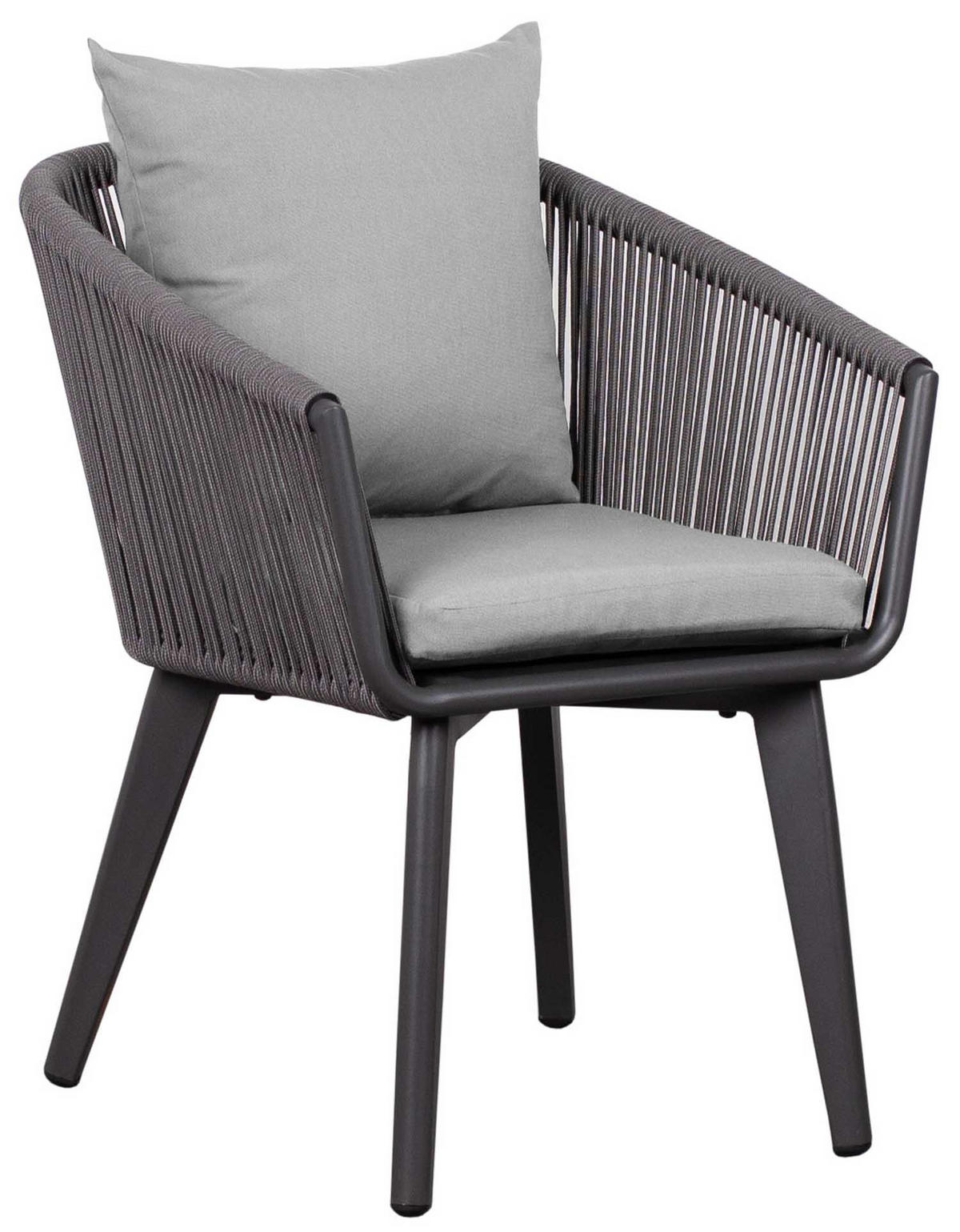 GARTENMÖBELSET Diningsessel Cadiz mit Tisch Almeria 200 x 90 cm - Grau, Metall - Mr. Deko