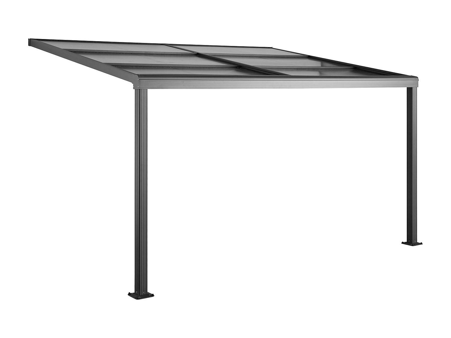 TERRASSENDACH anlehnend aus Aluminium - Mit Schiebedach - 12 m² - Anthrazit - IZEDA - Anthrazit, Kunststoff (400/200/298cm) - Vente-Unique