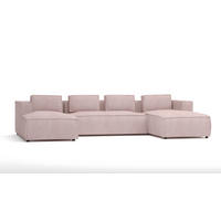 WOHNLANDSCHAFT Nova Puderrosa Cord - Pink/Schwarz, Holz/Kunststoff (327/64/176cm) - S-Style Möbel