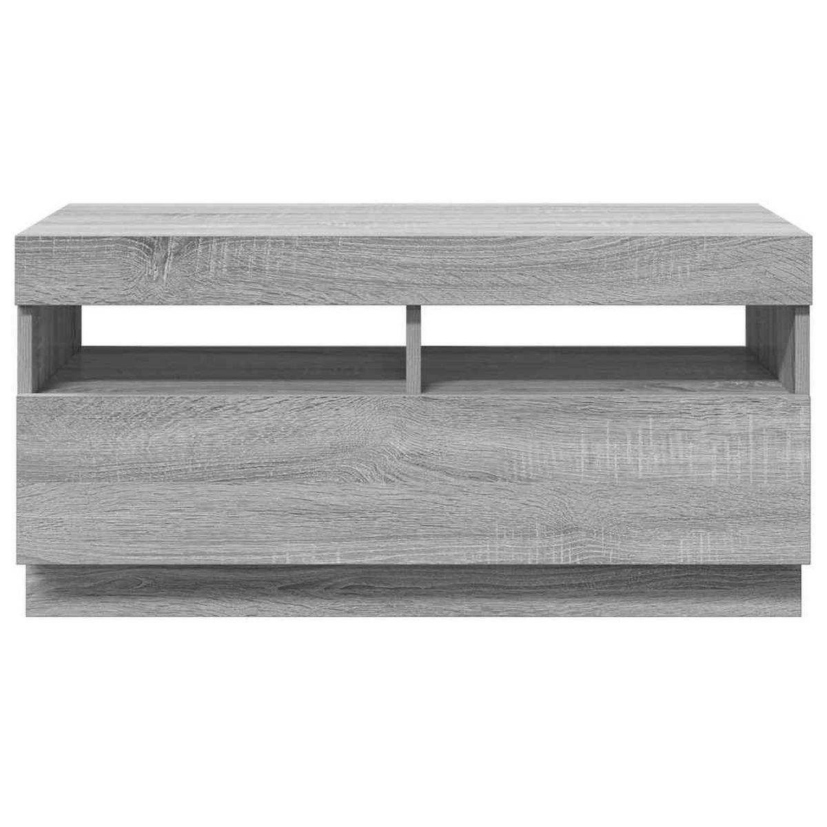 LOWBOARD mit Led-Leuchten 80/35/40 cm aus Holzwerkstoff in Grau Sonoma Dekor - Silbereichenfarben, Holz (80/40/35cm) - vidaXL