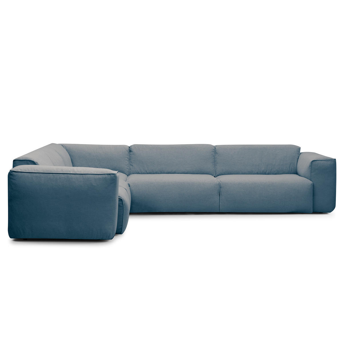 ECKSOFA mit Rundecke - Blaugrau/Schwarz, Kunststoff/Textil (325/260cm) - home24