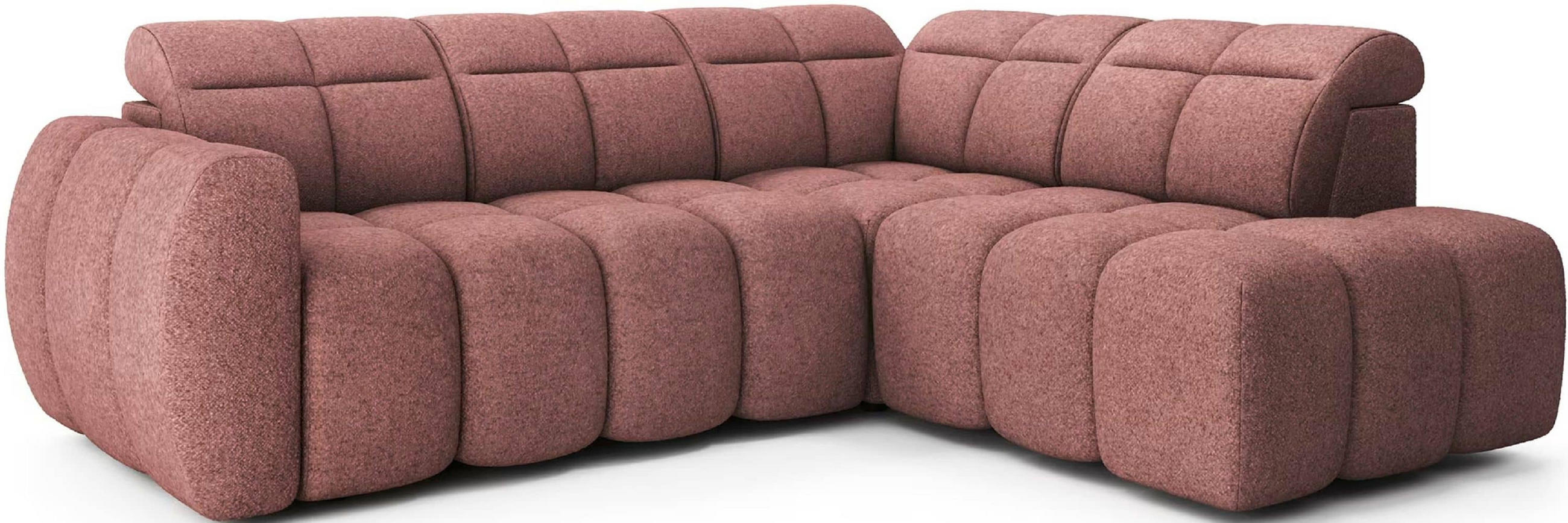 ECKSOFA mit elektrischem Sitzvorschub, Bettkasten und verstellbare Kopflehnen - Rosa, Naturmaterialien/Textil (208/258cm) - Eltap