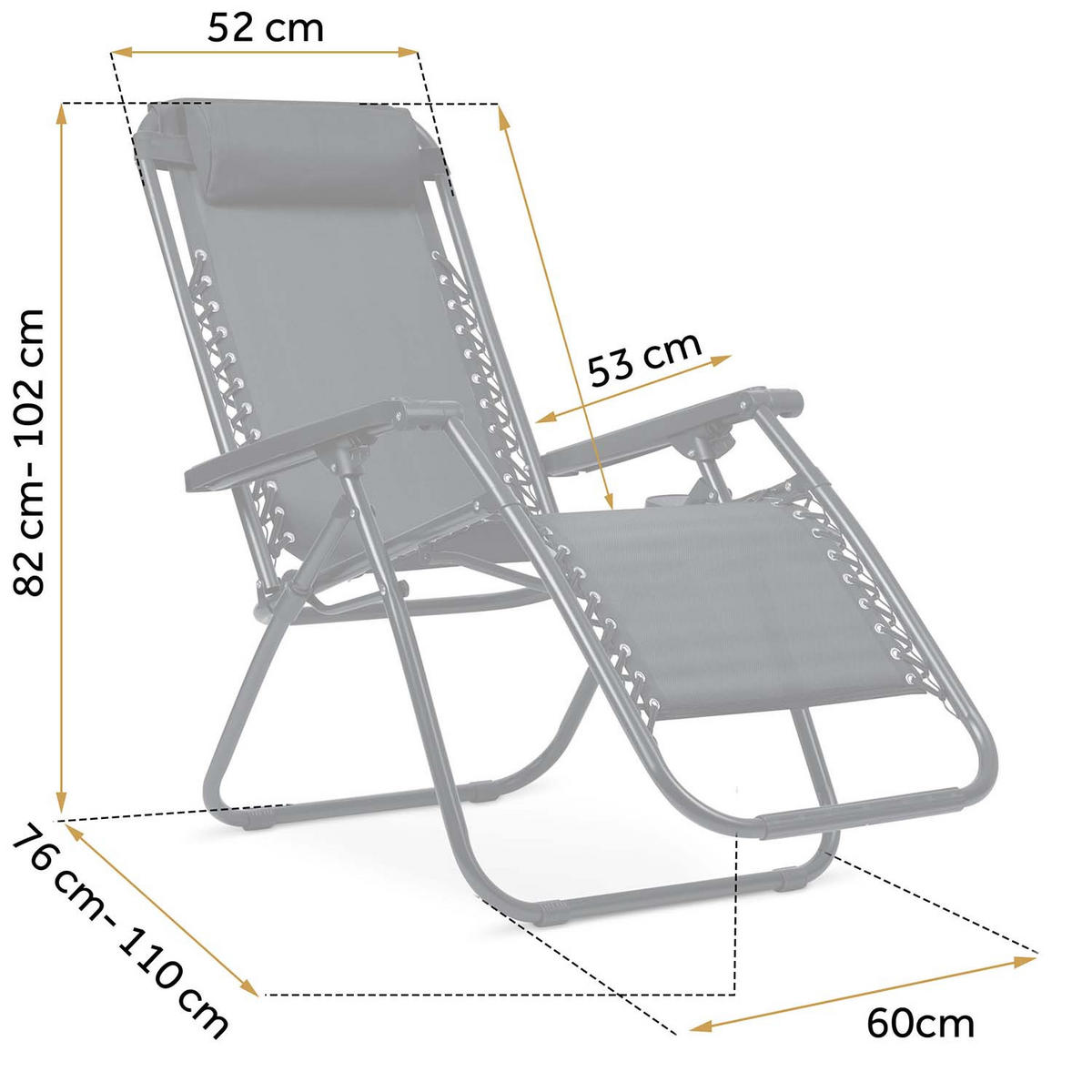 GARTEN-RELAXSESSEL Klappbarer mit Kissen, 2er Set, Schwarz - Schwarz, Metall (60/102/110cm)