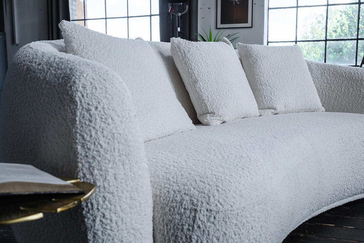 SOFA RADA Cremeweiß Webstoff - Creme/Schwarz, Textil (209/83/109cm) - KAWOLA