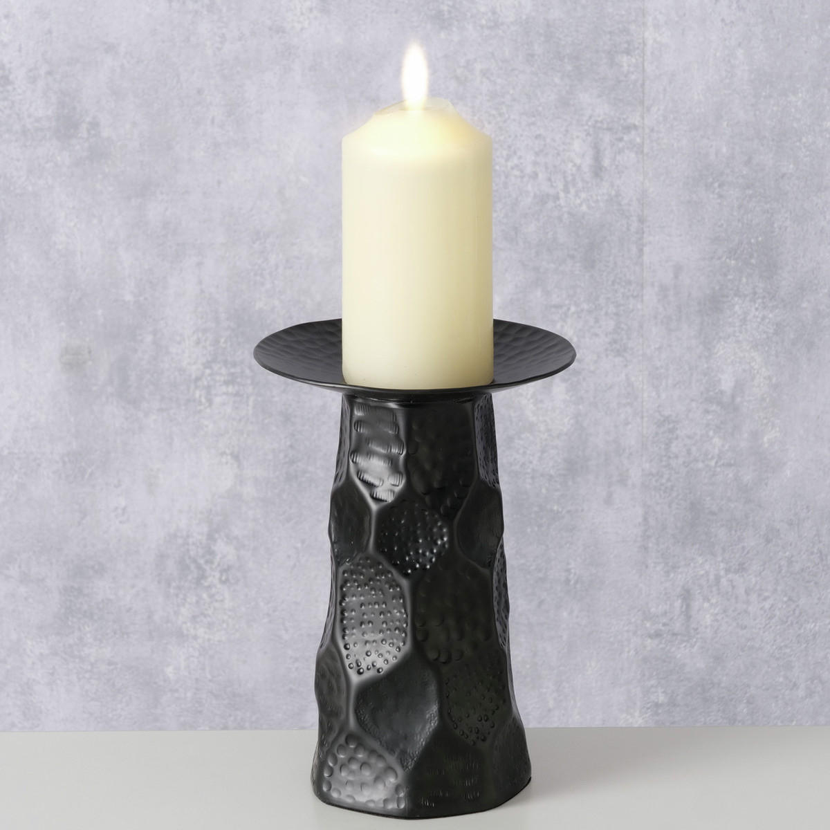 KERZENSTÄNDER Tayo 21 cm - Schwarz, Metall (15/21/15cm) - Boltze Home